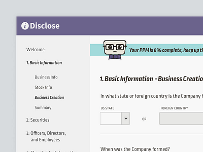 iDisclose UI snippet form idisclose lawbot purple robot ropa soft ui web