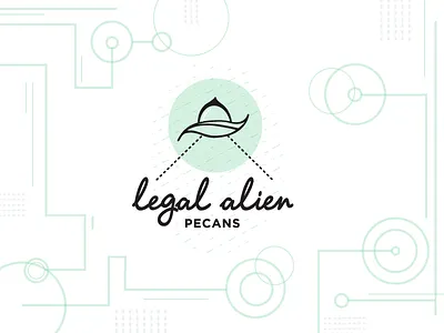 Legal Alien Logo Concept - Crop Circles alien brand identity branding concepts crop circles design illustration leaf line illustration logo pecans ufo