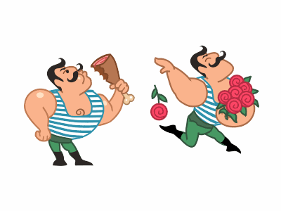 Mario The Muscle Man animation character flowers food gif love man muscle power sticker