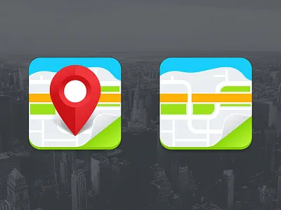 Freebie - Two Vector Map Icons city eps free freebie icon iphone map navigation phone point symbol vector