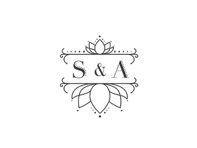 S & A indian lotus lotus flower monogram wedding
