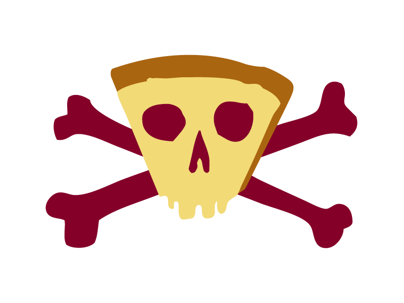 PIZZA SKULL bones cheese pizza skull