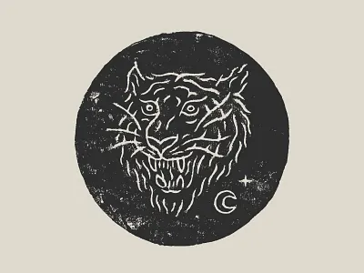 Tiger Sigil blockprint illustration linocut mysticism occult print printmaking tattoo tiger