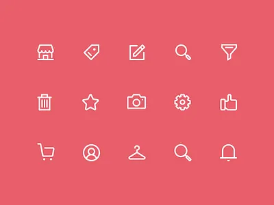 Icon set iconography icons iconset like line pixel perfect set shop simple store symbol trash