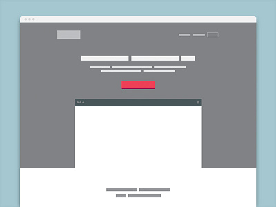 Hero section wireframe for Landline flat single page website wireframe