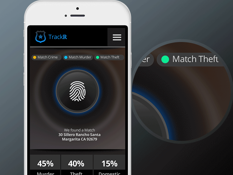 Trackr animation crime gif iphone mobile photoshop retina ui ux