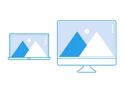 Apple Devices apple apps blue icon illustration imac wireframe macbook outline ui ux