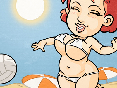 Ferragosto - Assumption chubbygirls digital drawing illustration pin up sexy summer volley