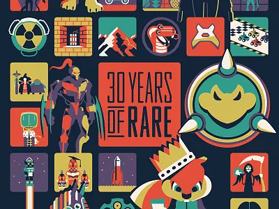 Xbox '30 Years of Rare' Poster dan kuhlken dkng iam8bit microsoft nathan goldman poster rare xbox