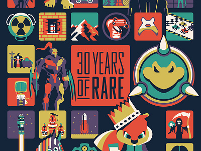 Xbox '30 Years of Rare' Poster dan kuhlken dkng iam8bit microsoft nathan goldman poster rare xbox