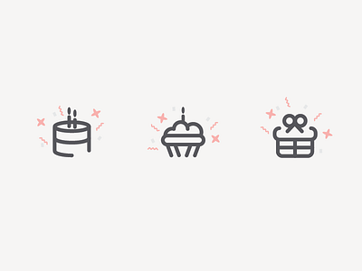 Birthday Icons birthday cake celebrate icon iconography icons lines logo old present ui ux