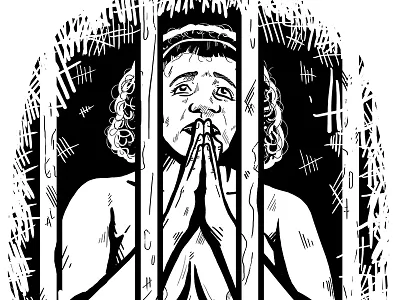 Abusive Body Searches black and white digital expression face human rights illustration person pray prison suffering