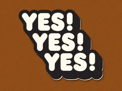 Yes Yes Yes! 1970s lettering stickers type yes