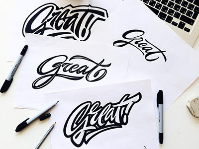 sketches "Great" art design font hand lettering logo logotype print type