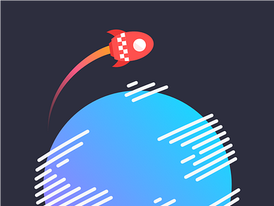 Blast Off cutsey gradients illustration