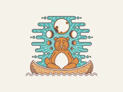 Work In Progress bear festival illustration minimal monoline moon simple yoga