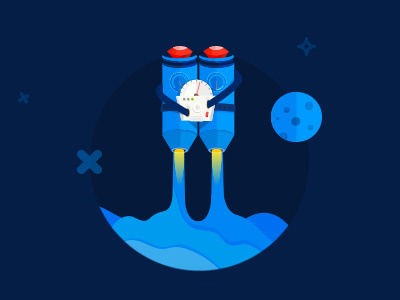 Jetpack flat illustration jetpack planet rocket ruby space