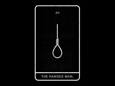 The Hanged Man. black card minimal noose rope tarot white