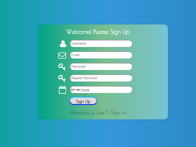 Sing up page css css gradient html