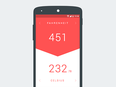 Temperature converter android app converter flat material design minimal simple temperature ui ux