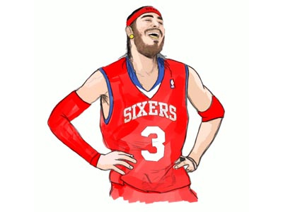 White Iverson basketball hip hop illustration iverson photoshop portrait post malone sixers wacom white iverson