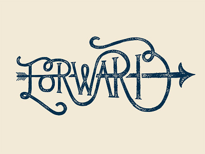 Forward arrow forward lettering stippling typography