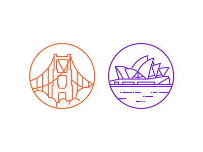 Office Locations icon illustration san francisco sydney vector