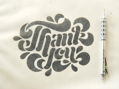 Thank You Card WIP card drawing hand lettering lettering letterpress