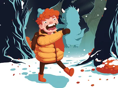 Friends (Detial) boy friends illustration monster photoshop snow trees