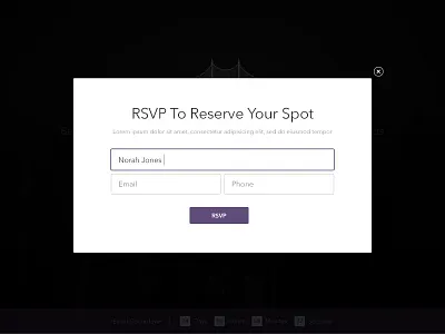 RSVP Popup landing page pop up rsvp
