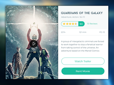 Movie Card about button flat movie ui watch widget
