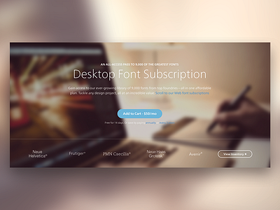Desktop Font Subscription fonts plans pricing subscription ui