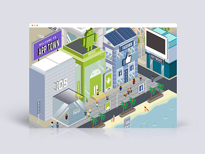 App Town android building facebook illustration ios isometric kl kuala lumpur lego malaysia town