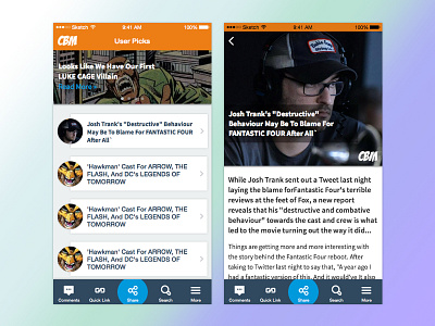 ComicBookMovie.com App Concept app cbm design ios ui