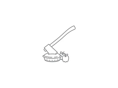 Slice the pie apple axe food icon logo mark mountain rustic