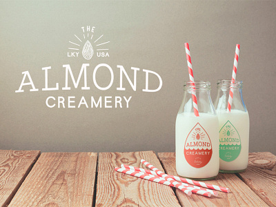 Almond Creamery branding illustration logo package design