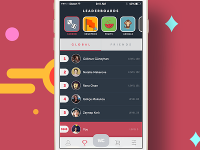 Win the Title abstract colors concept flat game interface ios iphone leaderboard menu trivia