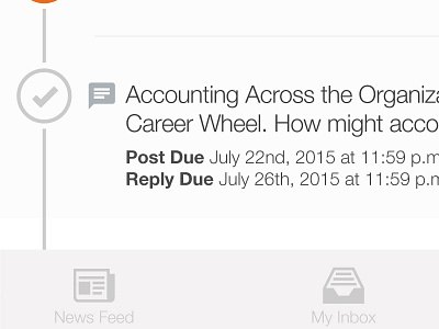 Class Outline check mark class design discussion board due inbox mobile app news feed tab navigation ui ux