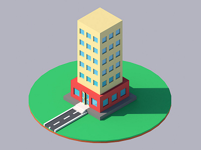 Building realistic icon (Isometric) building c4d icon illustration isometric render
