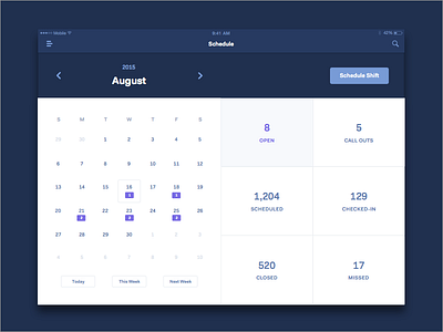 Schedule – Open Shifts calendar ipad month schedule shift ui