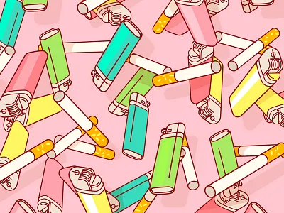 Smoking Habbits cigarette drawing geometry illustration lighter pattern smoking