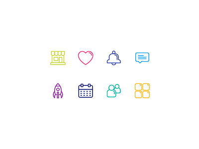 Icon Set for Kids app calendar community dashboard explore favourite friends heart icon marketplace massages notification