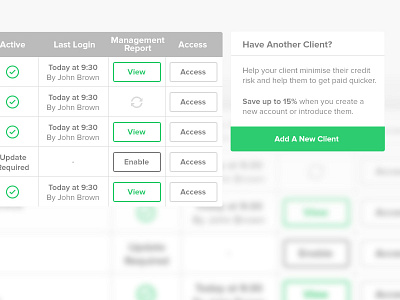 Bookeeping Portal call to action feedback outline button processing refresh table