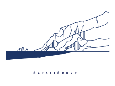 Óafsfjörður, Iceland iceland illustration land landscape mountain ocean