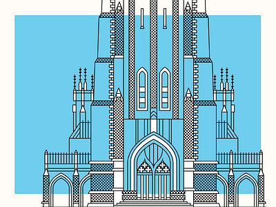 Gothic Chapel Illustration architecture building chapel church cyan gothic icon illustration linework minimal real estate