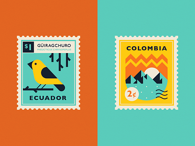 Summer trip bird colombia ecuador mountain postage stamp postal south america stamps summer travel trip