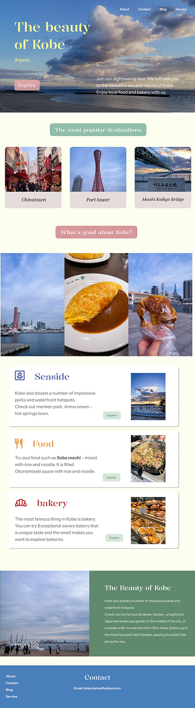 Explore Japan: Kobe ui webdesign website