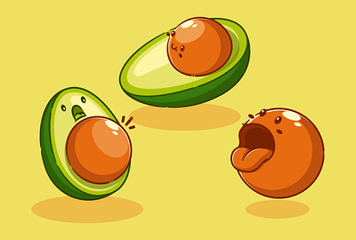 "Guac on!" - Fruit, Food & Drink art avo avocado cartoon cute design graphic design green illustration logo vector