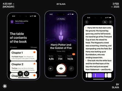 Book reader | mobile app app application book design interface mobile product product design purple reader ui ux uxui