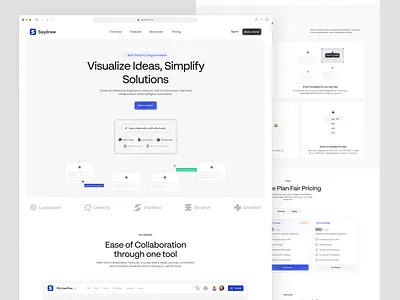 Saydraw Diagram Maker Platform - SaaS Landing Page branding design diagram diagram maker flowchart landing page landing page design logo saas showcase typography ui ui design ui ux design user flow user jouney ux visual web app web design